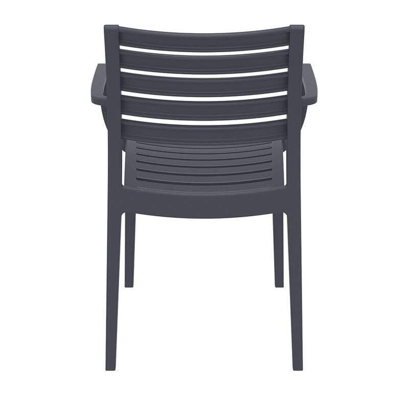 33" Gray Stackable Outdoor Patio Dining Arm Chair