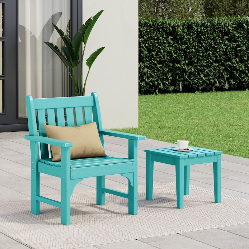 Polytrends Laguna Outdoor Patio Garden Arm Chair Set with Side Table