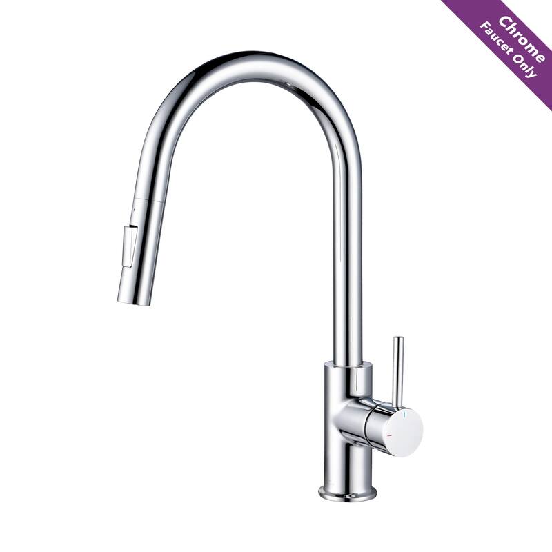 Blossom Solid Pull-Down Kitchen Faucet w/ 360 Swivel, Single Handle - Chrome