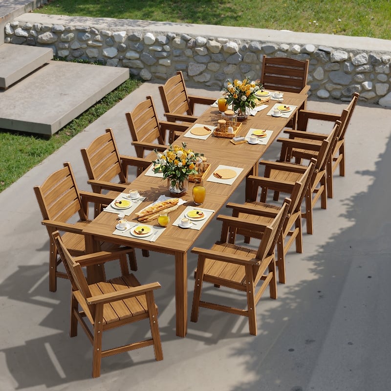 WINSOON 12-Piece HIPS All Weather Outdoor Patio Dining Sets 2-Tables and 10-Chairs