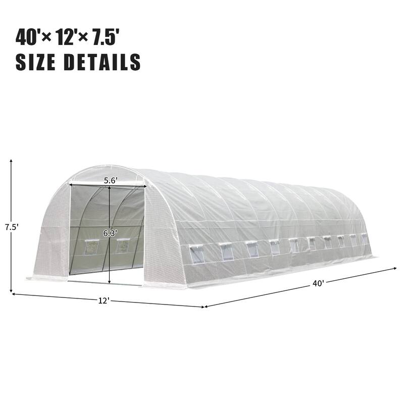 EROMMY Large Walk-in Greenhouse, Portable Greenhouse with 2 Roll-up Zippered Doors&20 Screen Windows, Tunnel Garden Plant