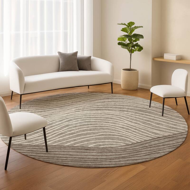 Machine Washable Indoor/ Outdoor Modern Arches Chantille Rug