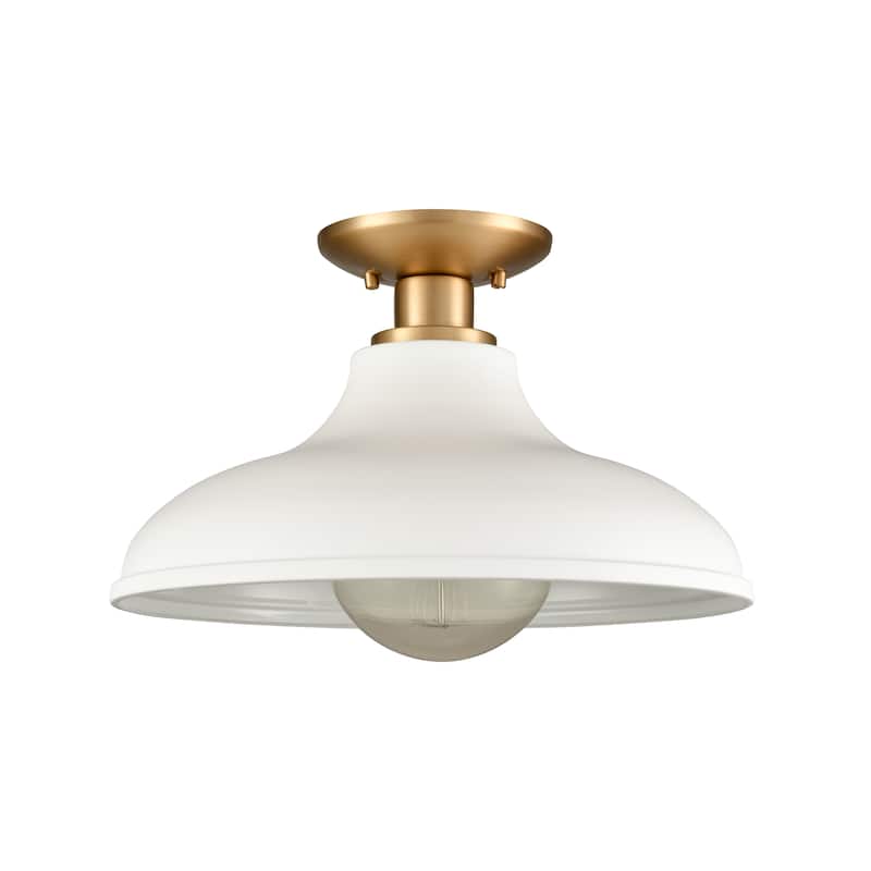 Elk Home Grenville Brushed Gold With White Shade 1 Light Semi Flush
