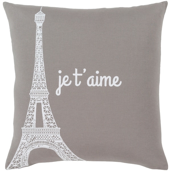 slide 1 of 1, Ariella Medium Grey "Je t'aime" Poly Fill Throw Pillow (20" x 20")