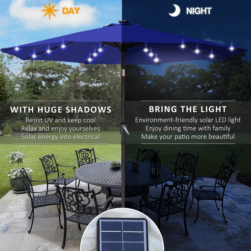 ABCCANOPY 10.5FT Outdoor Patio Solar Umbrella with 32LED Lights