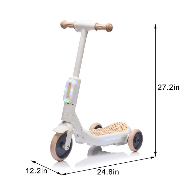 2in1 Kids Ride On Three-Wheel Balance Electric Scooter, Toy for kids, Tail Color Lights W/Spray, Wider Pedal