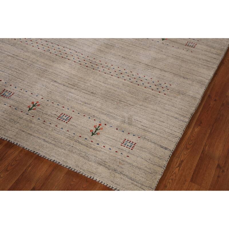 Hand Knotted Oriental 100% Wool Carpet Tribal Tribal Beige & Ivories Gabbeh Area Rug - 7' 9'' X 5' 0''