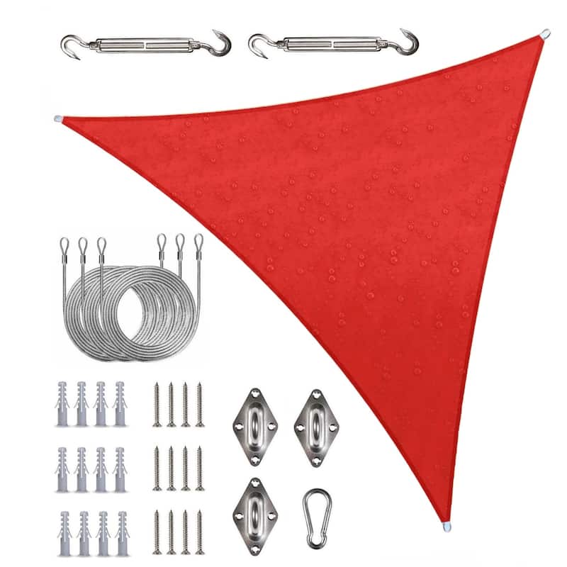 ColourTreeUSA Waterproof Triangle Sun Shade Sail w/Hardware Installation Kit + Cable Ropes UV Block 220 GSM