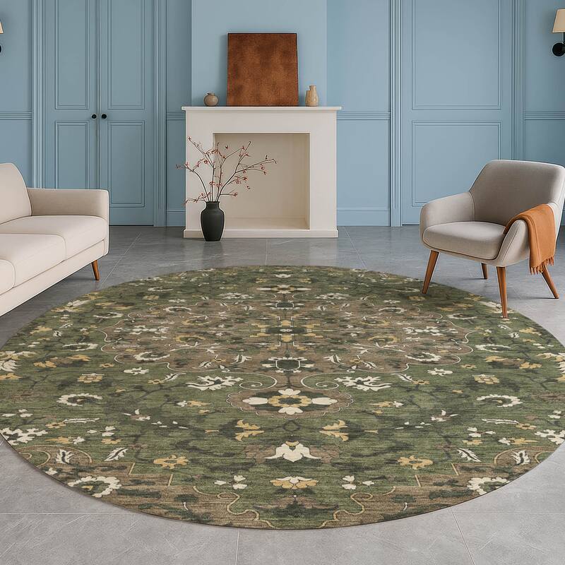 Machine Washable Indoor/ Outdoor Traditional Savannah Chantille Rug