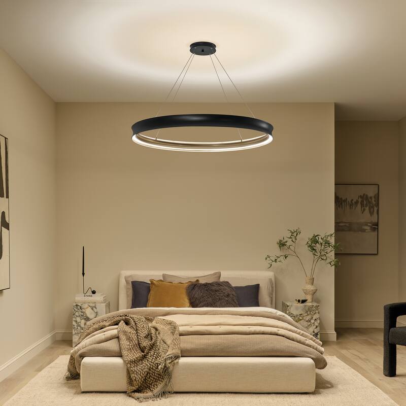 Larousse 49.5 Inch LED Chandelier in Black and Champagne Bronze