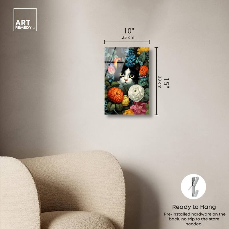 Secret Garden Cat Acrylic by Art Remedy, Ready to Hang