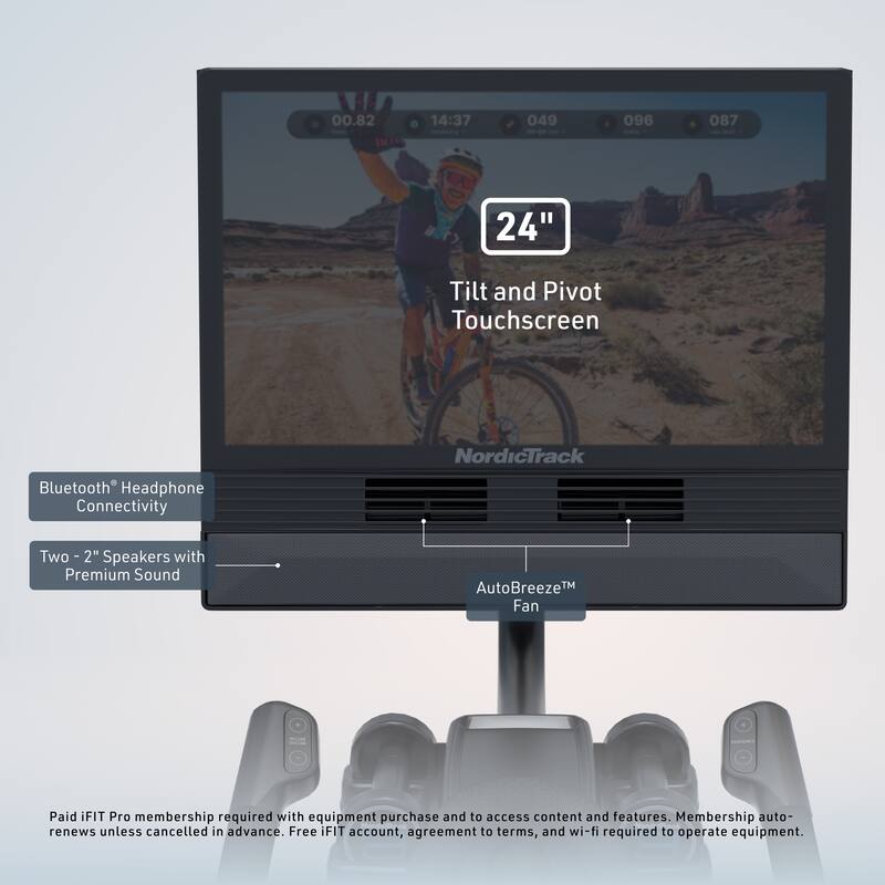 NordicTrack X24 Bike with 20% Incline to -10% Decline and Pivoting 24" Touchscreen for a Best-In-Class Cycling Experience