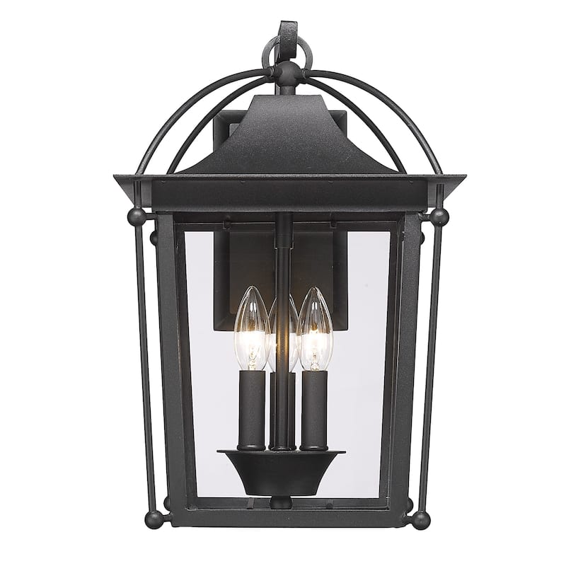 Brigham Large Wall Sconce - Outdoor - Natural Black with Clear Glass