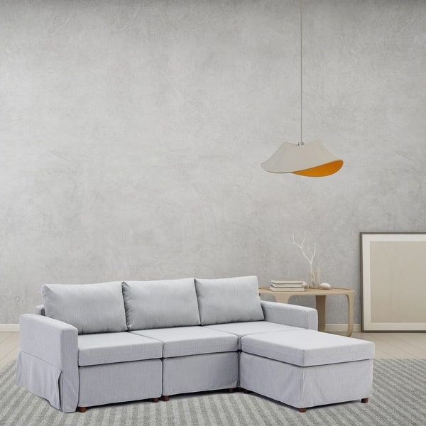 Single Seat Module Sofa Sectional Couch Seat Cushion and Back Cushion  Removable and Washable,Cream