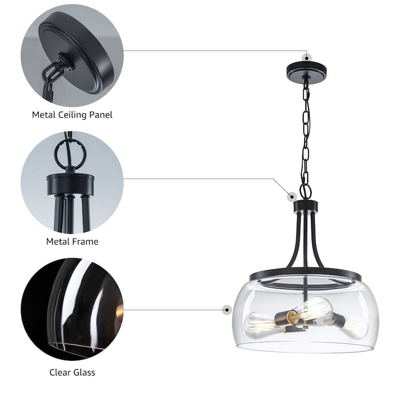 Starsky 1/3-Light Modern Clear Glass Dome Pendant Light
