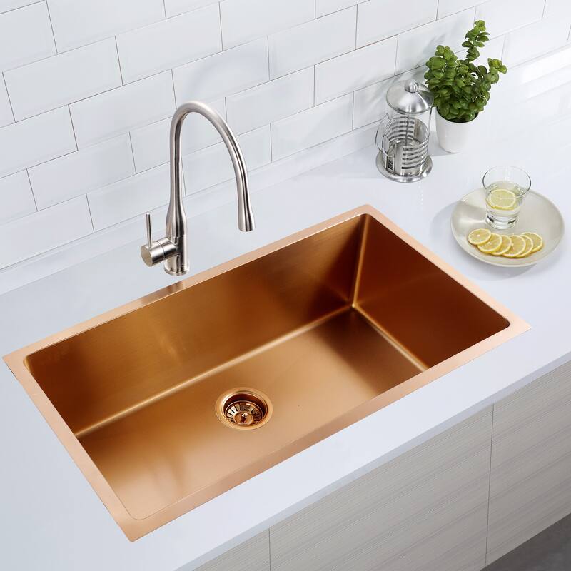 CB HOME 33" Drop-in Single Bowl Stainless Steel/Gold Kitchen Sink