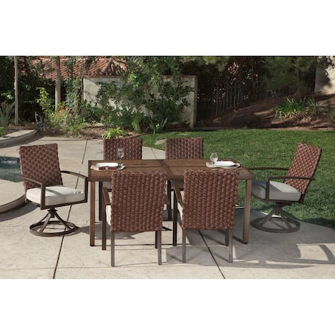 Pacific Casual Addison 7pc Steel Dining Set with Swivel Host Chairs