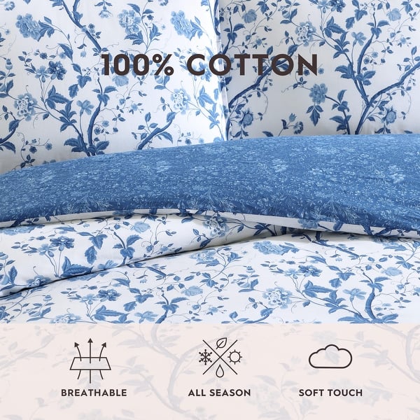 Laura Ashley Elise Tenda Mantovana Floreale 127x63,5 Cm | 100% Cotone Blu | Decorazione Finestra