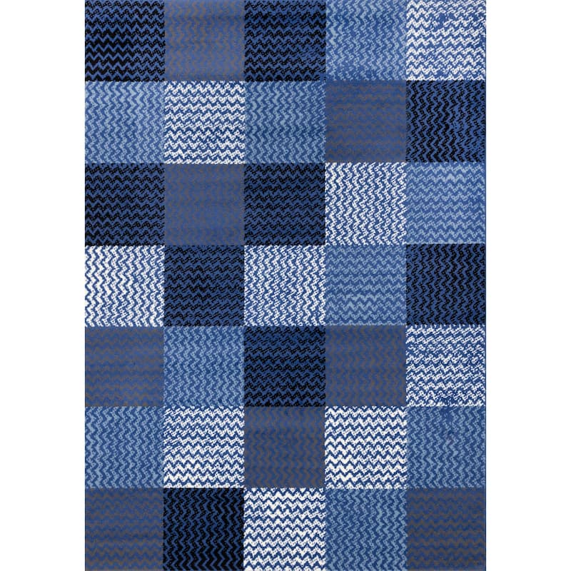Florence Collection - Blue Squares Rug - 4'7" x 6'7"
