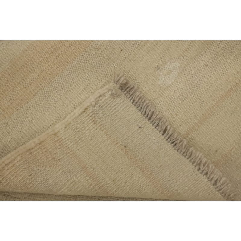 Hand Woven Oriental 100% Wool Carpet Southwestern Tribal Beige & Ivories Kilim Runner Rug - 7' 11'' X 2' 3''