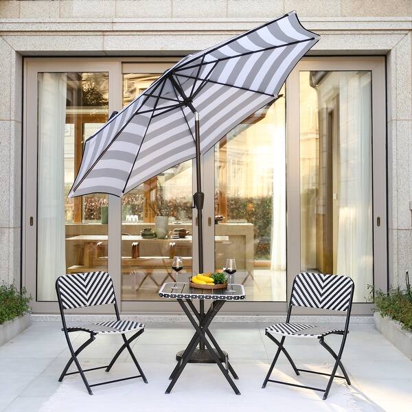 awning stripe patio umbrella Blissun 9' Outdoor Umbrella, Striped Patio Umbrella, Outdoor Table Umbrella, Market with 8 Sturdy Ribs, Push Button Tilt and Crank (Blue & White Stripe) : Patio, Lawn & Garden foot umbrella Collins 9 ft. Classic Cottage