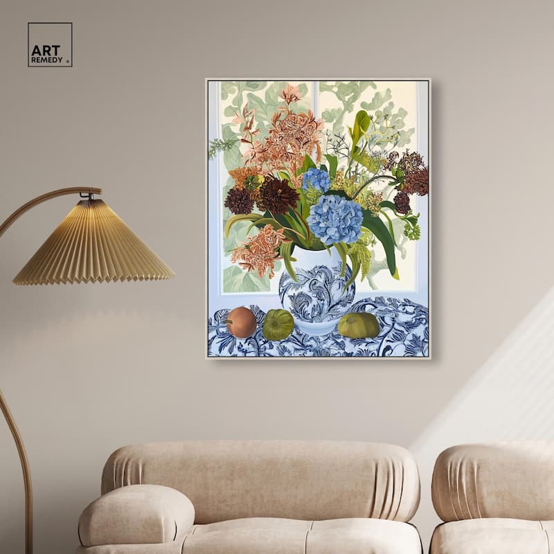 Blue Vase Bounty Canvas by Art Remedy