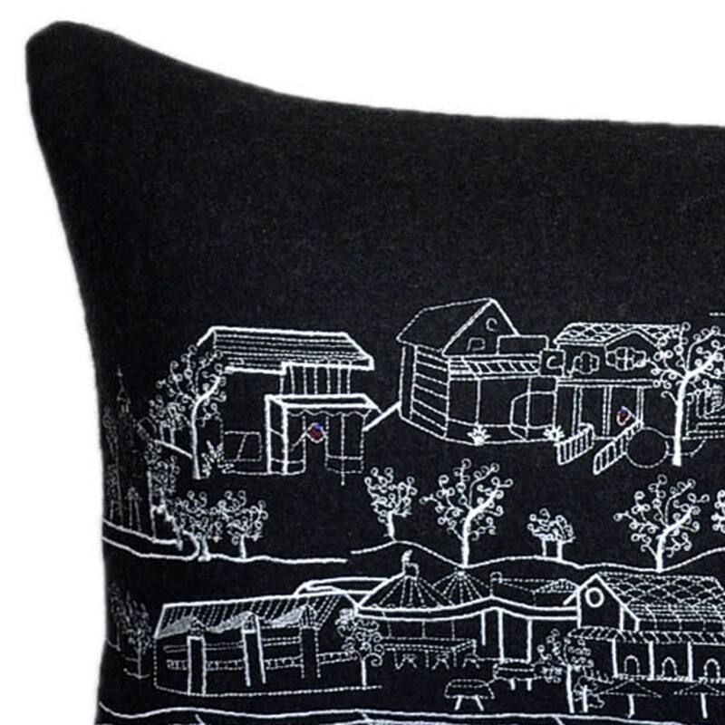 HomeRoots 35" Black St Michael's Nighttime Skyline Lumbar Decorative Pillow