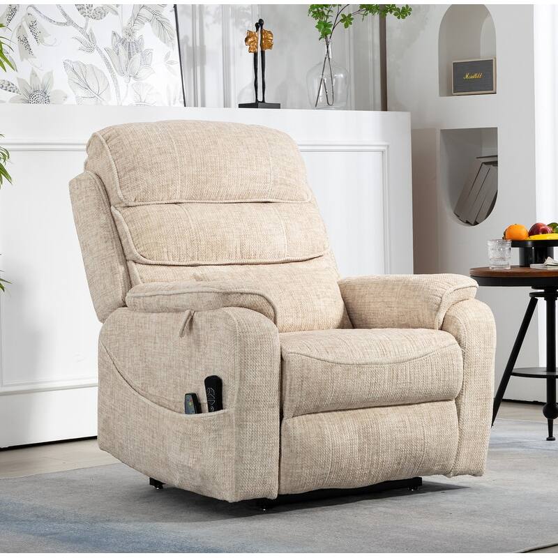 Deluxe Version Dual Motors Power Lift Recliner,Lay Flat 74.8 " Length,100% Polyester,Message/Heat,Eazy Assemble