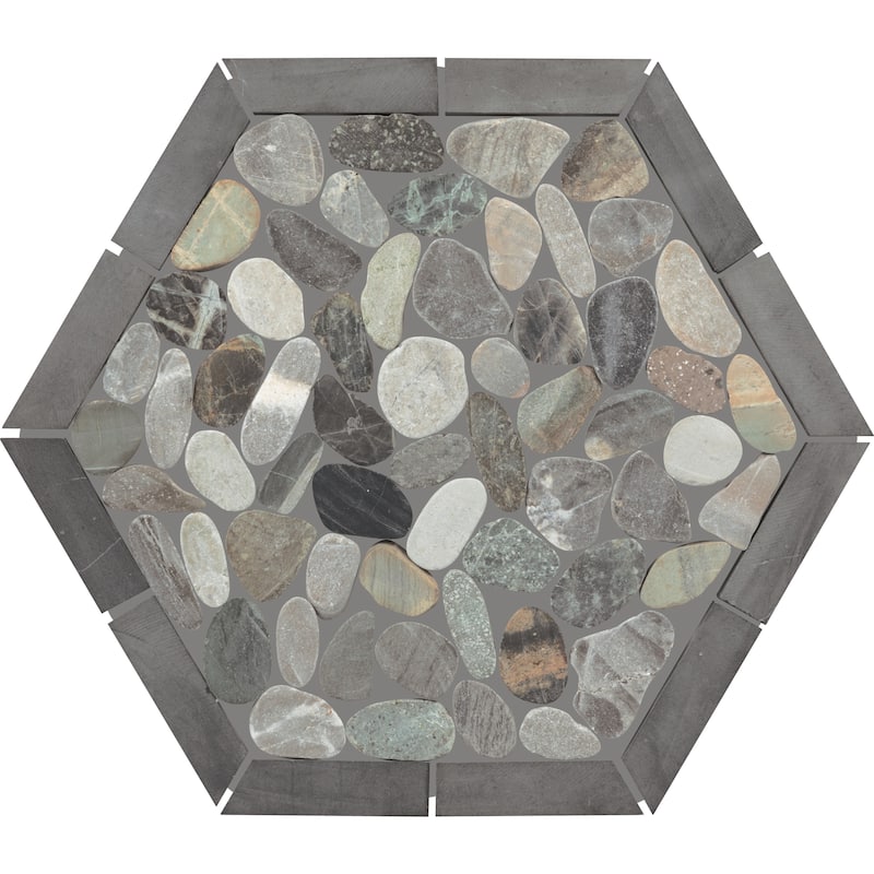 Daltile Pebble Oasis Natural Stone Framed Hexagon Pebble Mosaic 11" x 10" (11 PC per Carton) (10.88 SQFT per Carton) - Coastal