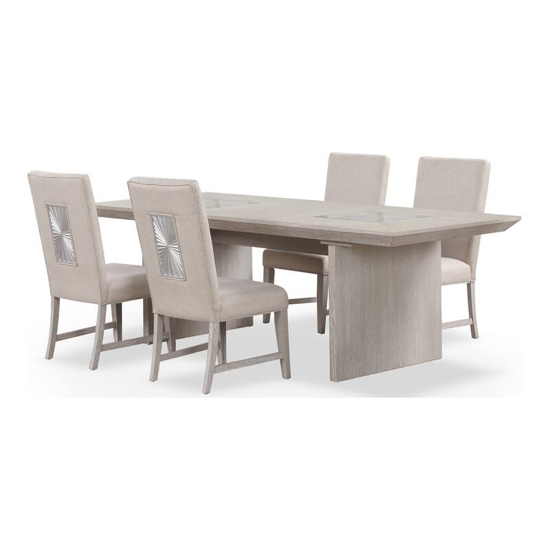 Furniture of America Juniper 5-Piece Light Grey Wood Extendable Dining Set