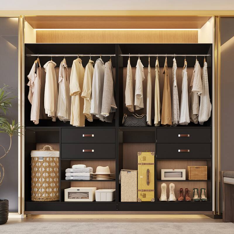 40'' Large Closet System with Shelves and 2 Drawers, Freestanding Closet Organizer with Hanging Rods