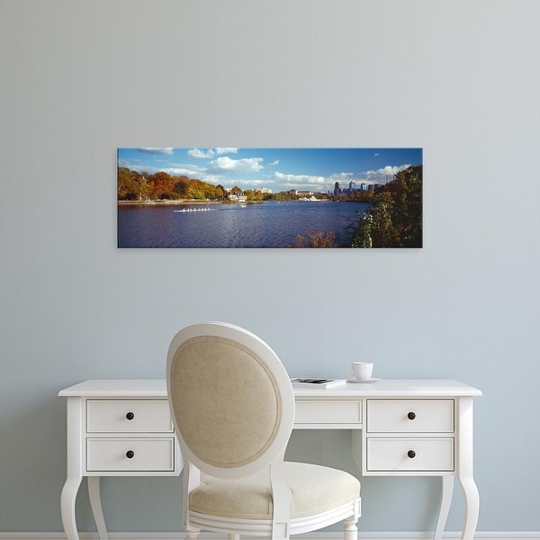 Easy Art Prints Panoramic Images's 'Boat in the river, Schuylkill River, Philadelphia, Pennsylvania, USA' Canvas Art