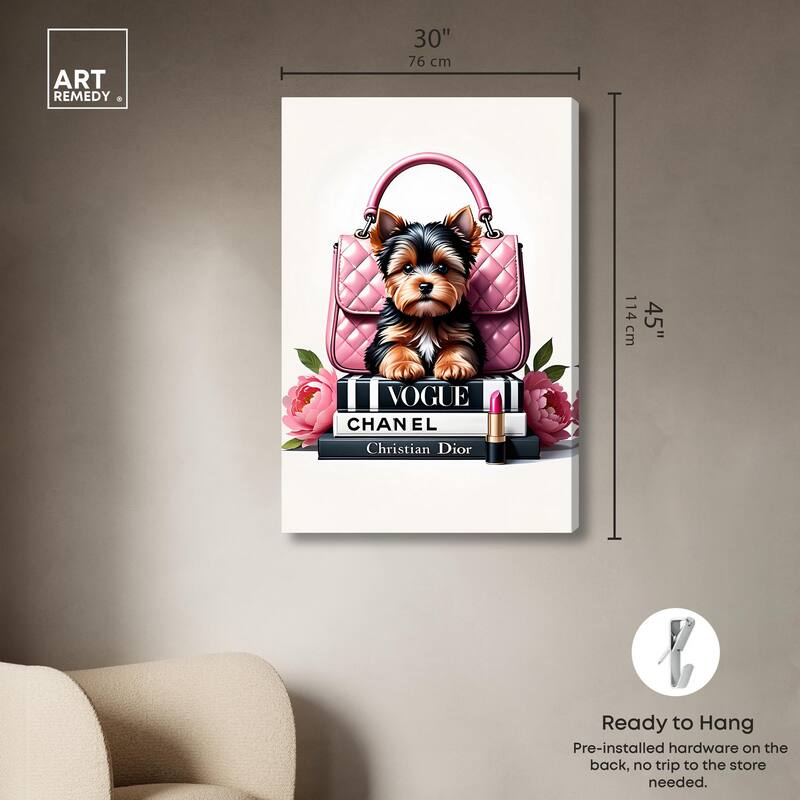 Fashionable Yorkie Canvas by Art Remedy, Gallery Wrapped
