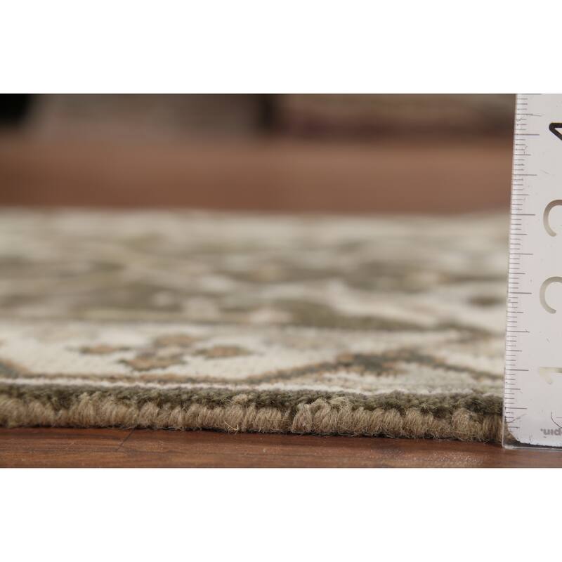 Green Oushak Oriental Runner Rug Hand-Knotted Transitional Wool Carpet - 2'6"x 9'8"