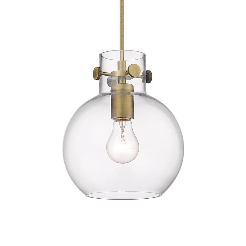 Innovations Lighting 410-1PS-9-8 Newton Sphere Pendant Newton Sphere - Brushed Brass / Clear