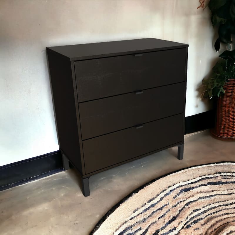 HomeRoots 30" Black Three Drawer Dresser - 3-drawer