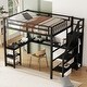 preview thumbnail 4 of 12, Black Full Size Metal Loft Bed with Wardrobe and LED Light