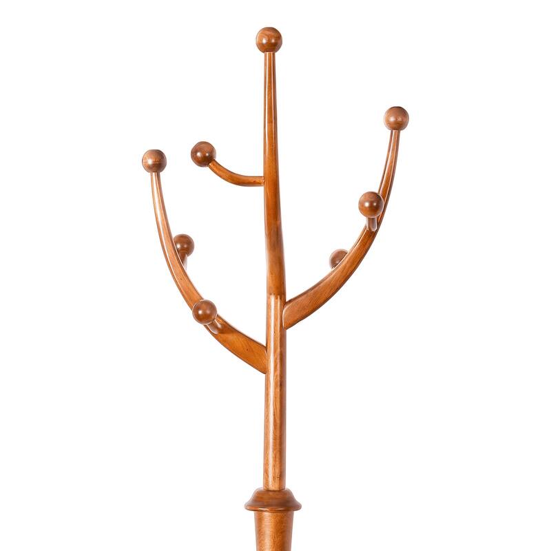 Tree-branch Rubberwood Freestanding Coat Rack with 8 Hooks - 24.5"W x 70.87"H