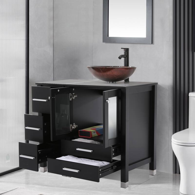 36" Bathroom Vanity with Sink Set Side Cabinet