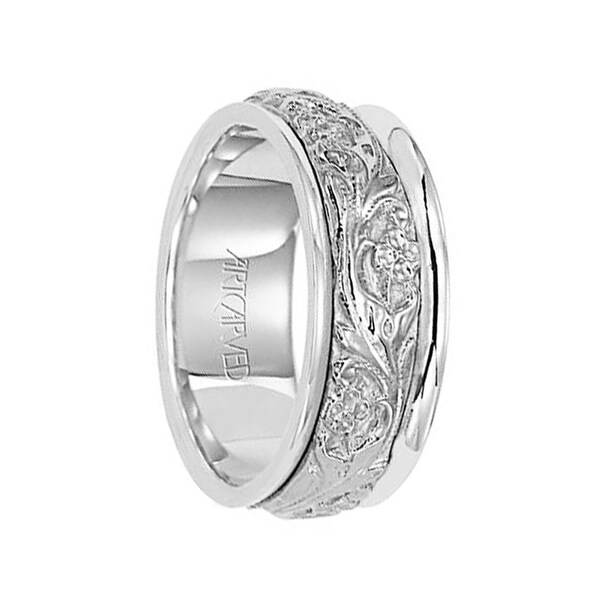 Shop LYRIC 14k White Gold Wedding Band with Floral ...