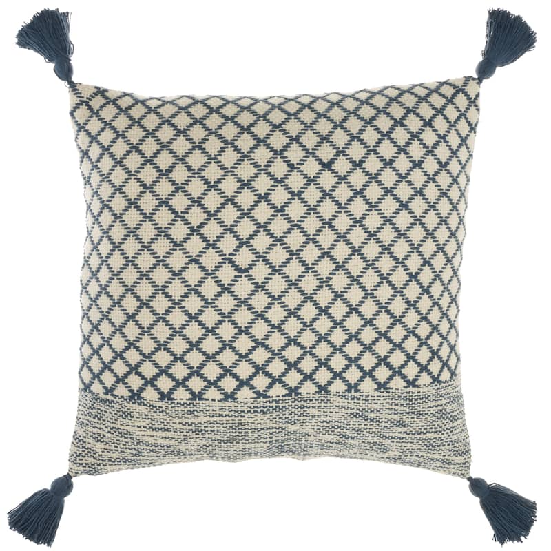 Mina Victory Life Styles Lattice With Tassels 18"X18" Indoor Throw Pillow