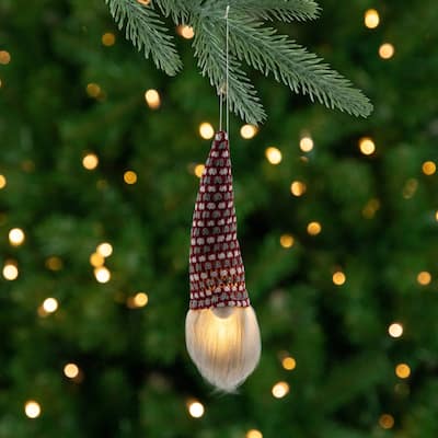 8" Lighted Knit Gnome Head Christmas Ornament