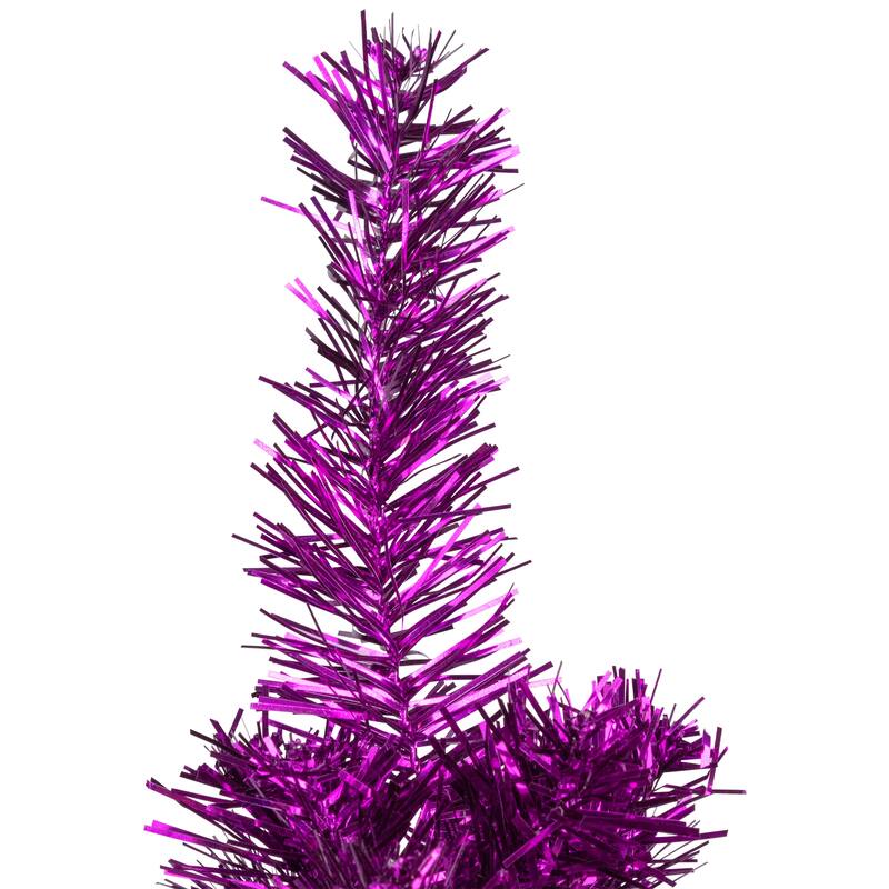 Artificial Tinsel Christmas Tree - 7' - Purple - Unlit - 7 Foot