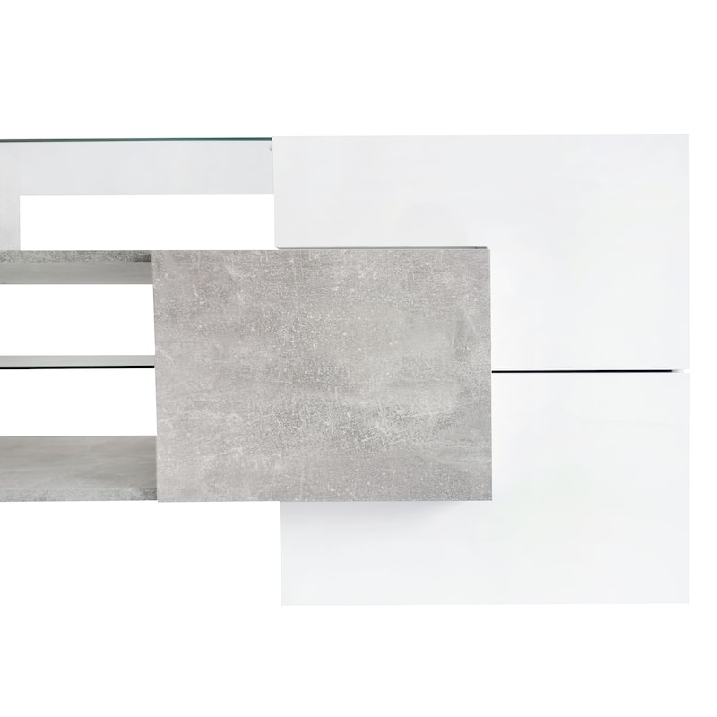 78.7" TV Stand with 2 Illuminated Glass Shelves and LED Color Changing Lights for TVs Up to 88"