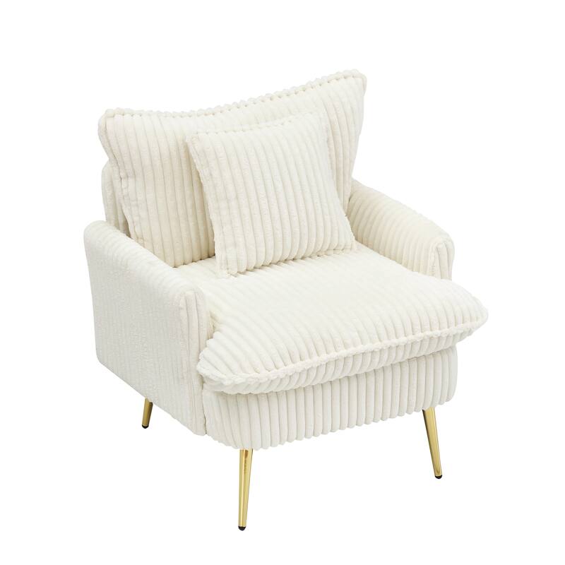 30.31 Inch Single Chair Fashion Sofa, Green Sofa, Coarse Corduroy Fabric, Soft And Comfortable