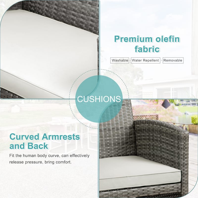 Futzca 4 Pieces Outdoor Patio Furniture Sets Conversation Sets Rattan Chair