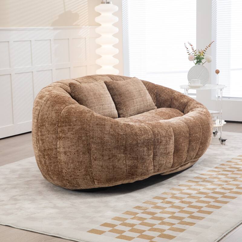 Modern Chenille 2-Seater Bean Bag Chair with 2 Pillows