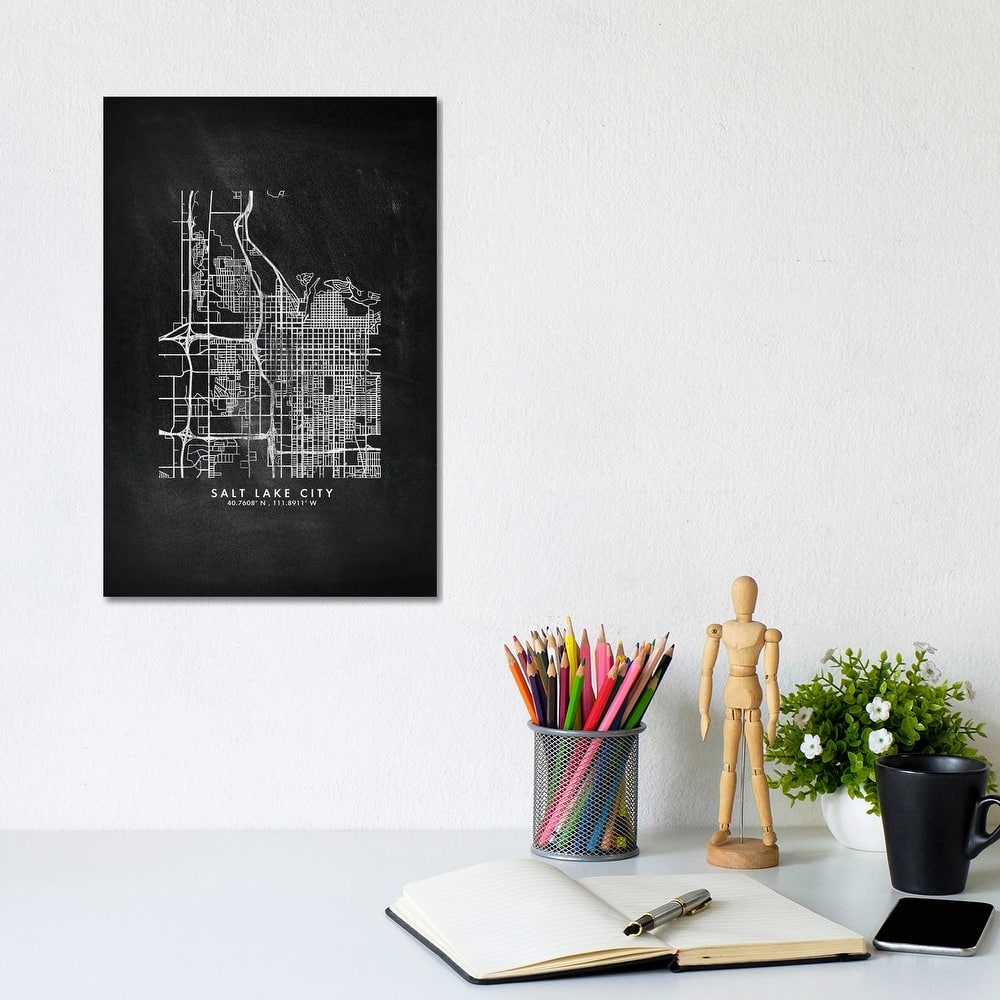 iCanvas "Salt Lake City Map Chalkboard Style" by WallDecorAddict Canvas Print