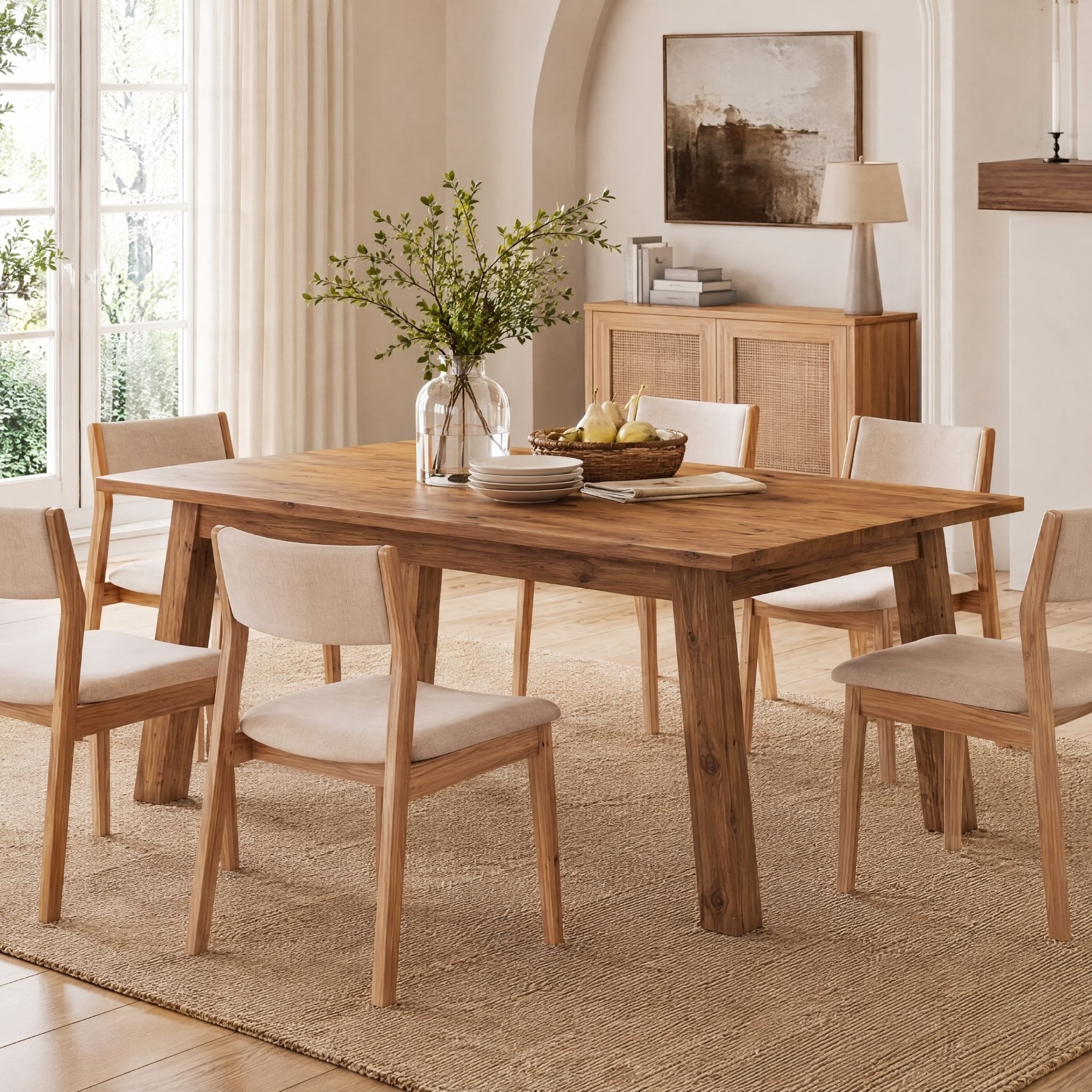 63" Farmhouse Solid Wood Dining Table, Rectangular Heavy Duty Kitchen Table for Dining Room - 62.99"L × 31.50"W × 29.53"H