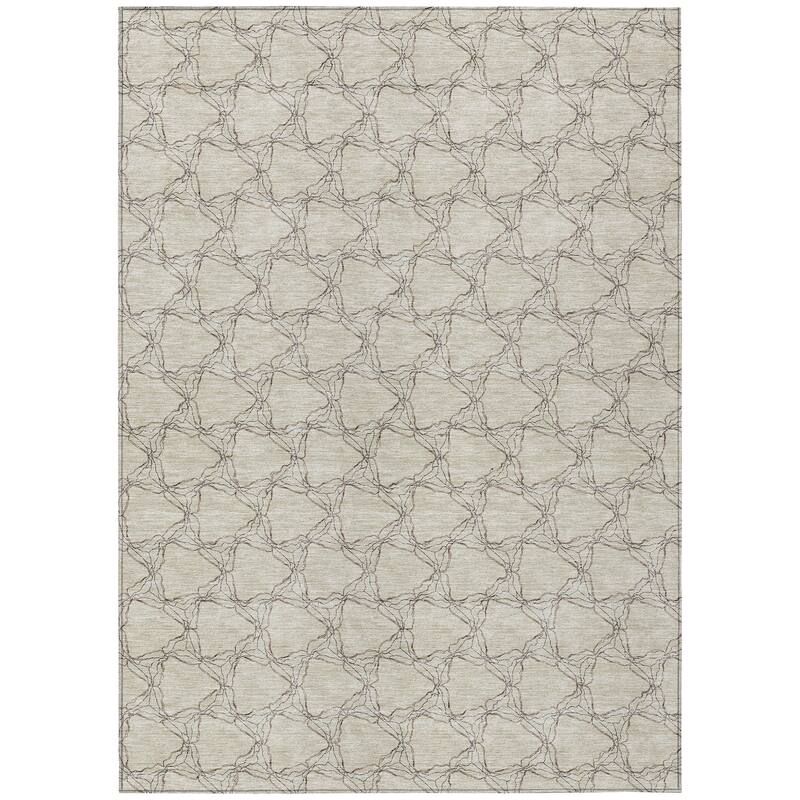 Machine Washable Indoor/ Outdoor Abstract Trellis Chantille Rug